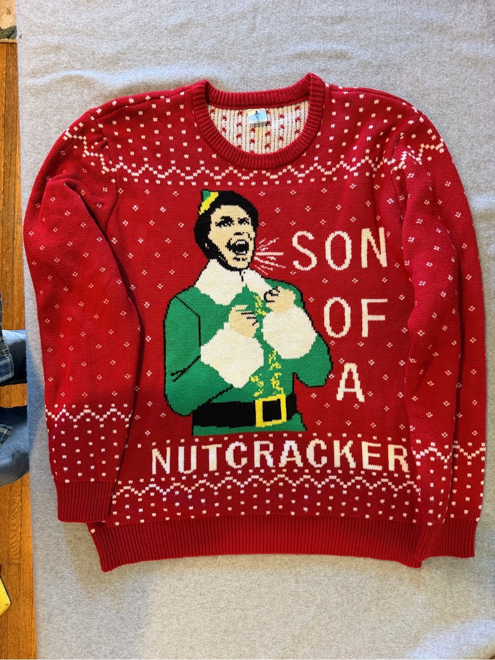 Elf Son of a Nutcracker Men's XL Red Sweater Will Ferrell Ugly Christmas Sweater